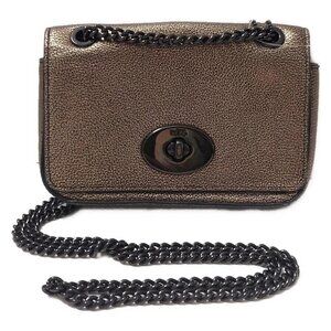 Auth COACH - 52412 Black Gold Leather Shoulder Bag